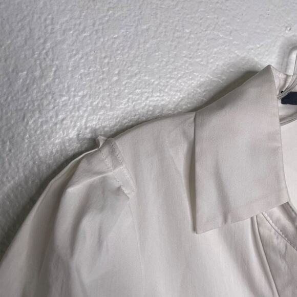 Tahari Womens Top Size Small White Short Sleeve Collared Button Front Blouse - Picture 11 of 15